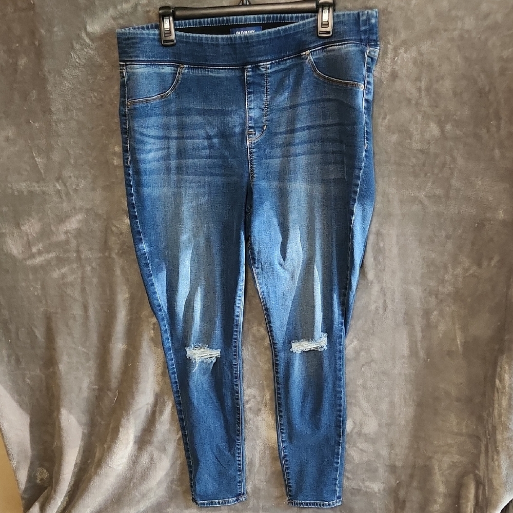 Old Navy Blue Skinny Jeans with Distressed Details